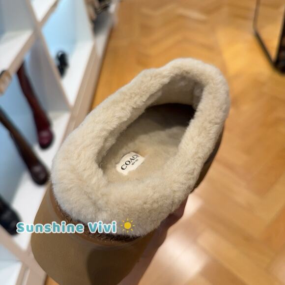 NWT COACH Cecelia Signature Shearling Clog Women's CCO36 Tobacco us 7 - Picture 5 of 5